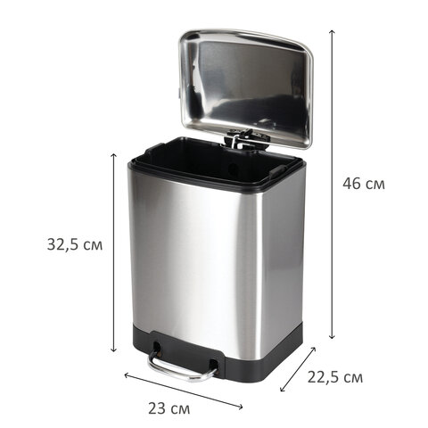 Ведро мусорное с педалью 6л, крышка с доводчиком, стальное БЕЗ ОТПЕЧАТКОВ, LAIMA ULTRA, 701567
