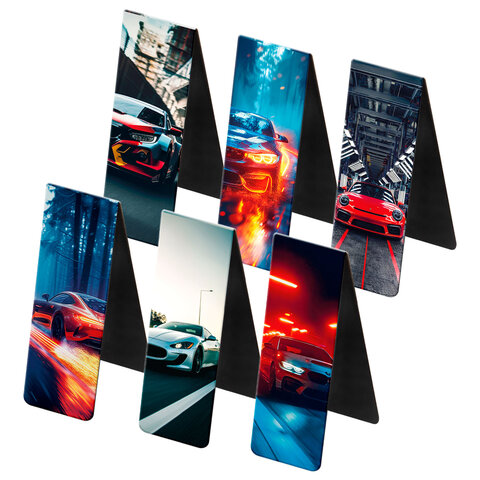 Закладки для книг МАГНИТНЫЕ, "BOYS", набор 12 штук, 60x20 мм, FUNSTER, 116656