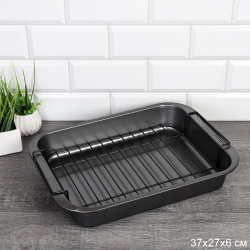 Противень 37х27х7см с решеткой для гриля / T483-163 /уп 18/ ECO покрытие
