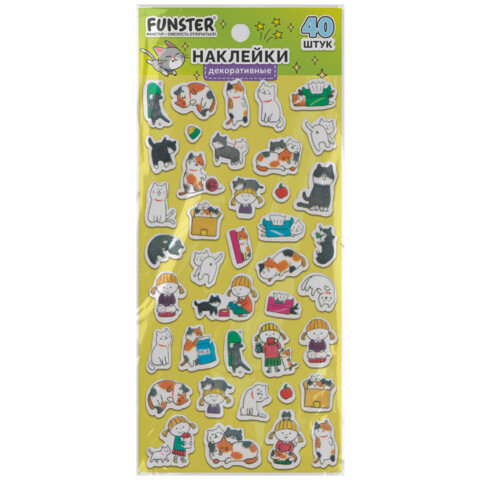Наклейки декоративные "Настроение", 17,5х9 см, ассорти 4 видов, FUNSTER (ФАНСТЕР), 666098