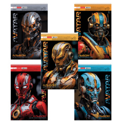 Альбом для рисования А4 32 л., спираль, металлизированный картон, выборочный лак, HATBER, 198х300 мм, "Avatar" (5 видов), 085221, 32А4мтлВсп