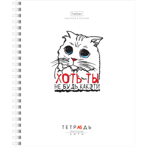 Тетрадь А5 80л. HATBER гребень, клетка, обложка картон, Проект Капланопись_Выпуск №2 (микс), 090633, 80Т5В1гр
