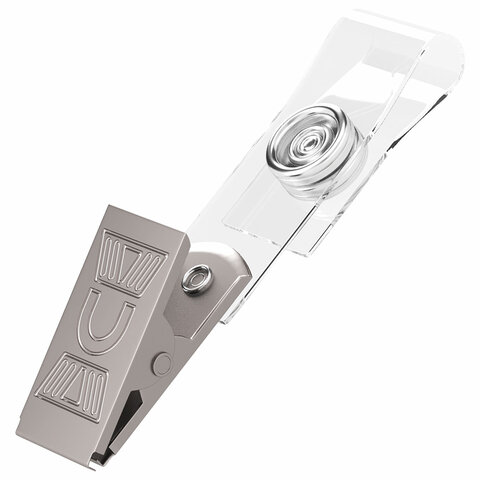 Клипсы для бейджей прозрачные, КОМПЛЕКТ 10 штук, BRAUBERG, 238786