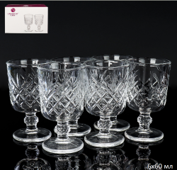 Рюмка 6 штук 60 мл на ножке прямая / F207-1D /уп 24/