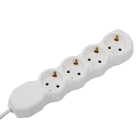 Удлинитель У10-004 4 розетки, с заземлением, 10 А, 3 м, белый, 6872