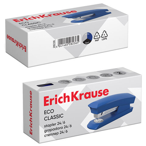 Степлер №24/6 ERICH KRAUSE "Eco", до 30 листов, ассорти, 28236