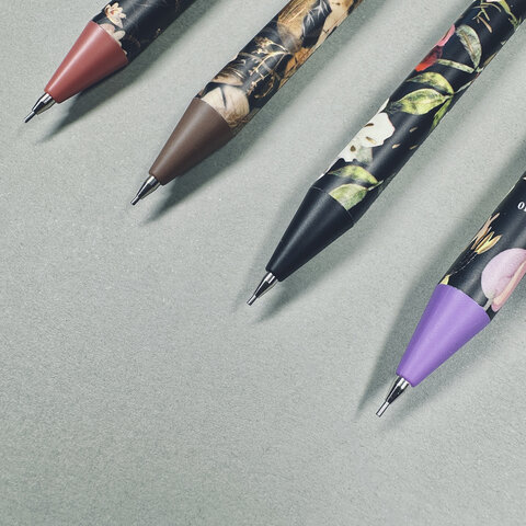 Карандаш механический 0,7 мм, BRUNO VISCONTI "Flora.Black night", корпус ассорти, ластик, 21-0077/01