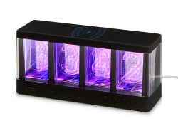 Часы с LED-подсветкой и беспроводной зарядкой «Cyber», 10 Вт, Цвет черный