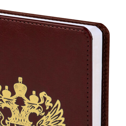 Ежедневник датированный 2026 А5 138х213 мм, BRAUBERG "State", под кожу, коричневый, 117417