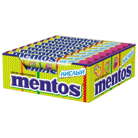 Жевательное драже MENTOS (Ментос) "Кислый", 37,5 г