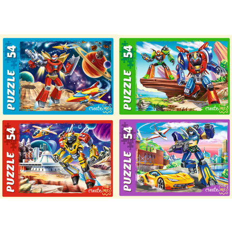 Пазлы картонные 54 элемента, КОМПЛЕКТ 32 шт., поле 17,5 х 13 см, РК