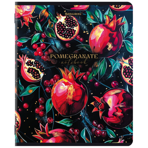 Тетради ДЭК А5 48 л. КОМПЛЕКТ 5 шт. BRAUBERG, скоба, клетка, глянцевый лак, "ГРАНАТЫ", 404927