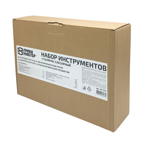 Набор инструментов столярно-слесарный, 84 предмета, пластиковый кейс, ГРАНДМАСТЕР, 671331