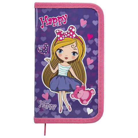 Пенал ПИФАГОР, 1 отделение, ламинированный картон, 19х11 см, "Fancy girl", 271003