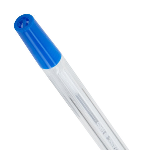 Ручка шариковая STAFF "Basic BP-66 CLASSIC", СИНЯЯ, корпус прозрачный, узел 1 мм, линия письма 0,5 мм, 144455
