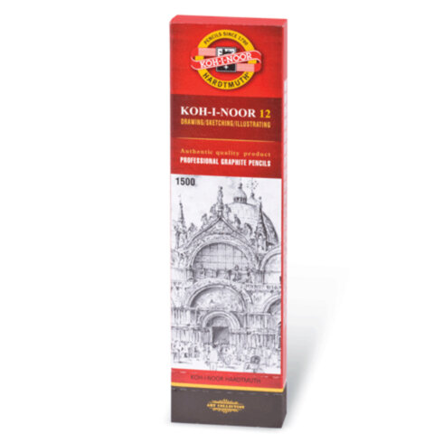 Карандаш чернографитный KOH-I-NOOR 1500, 1 шт., F, корпус желтый, заточенный, 150000F01170RU