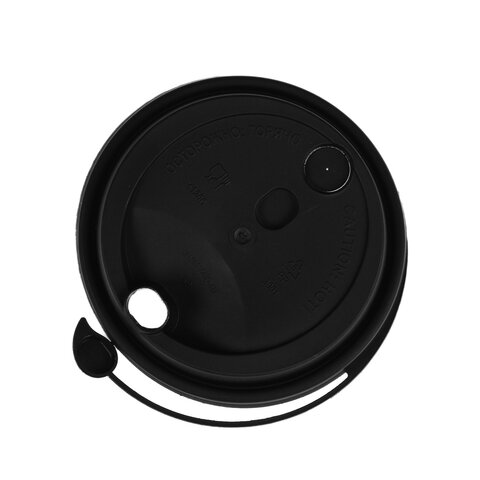 Крышка с питейником для бумажного стакана ДИАМЕТР 90мм матовая черная ПП, ВЗЛП, ШК4271, 3001М/Ч