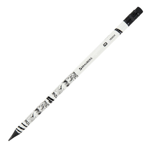 Карандаш чернографитный с принтом BRAUBERG "MANGA", 1 шт., HB, с ластиком, корпус ассорти, 182024