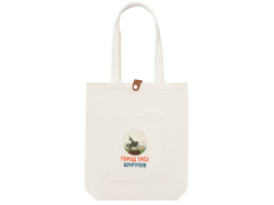 Cумка «Clip» из хлопка 340 г/м2 с застежкой из экокожи с DTF - цифровой вышивкой, Цвет натуральный