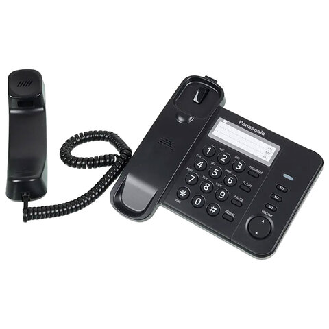 Телефон PANASONIC KX-TS2352RUB, черный, память 3 номера, повторный набор, тональный / импульсный режим, индикатор вызова