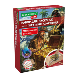 Набор для раскопок "Пиратский клад" 17x21,5 см, инструменты, BRAUBERG KIDS, 665928