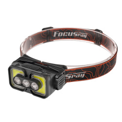 Фонарь налобный FOCUSray 1306 акку 18650 1200 мАН 3,7V индикатор заряда,сенсор,3 диода 3W +2 СОВ 3W 1/180, шт