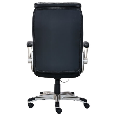 Кресло HAWASAN "Target EX-567", откидные подлокотники, рециклированная кожа, черное, 532974