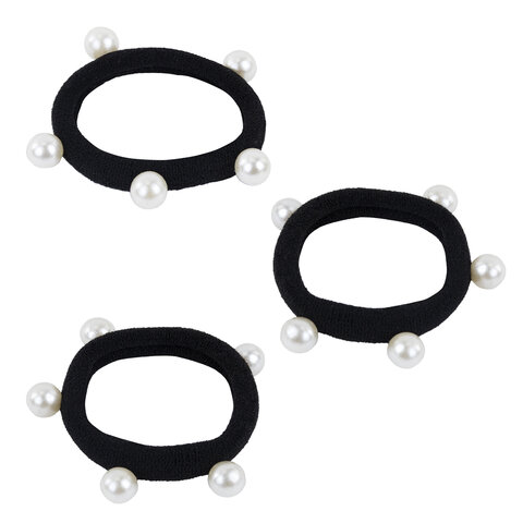 Резинки для волос НАБОР 3 шт., мягкие, средние, с бусинами, АССОРТИ, MONTE VITA, 457052
