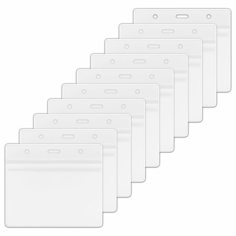 Бейджи горизонтальные с ZIP-LOCK-замком (54x89 мм), КОМПЛЕКТ 10 шт., без держателя, BRAUBERG, 238784