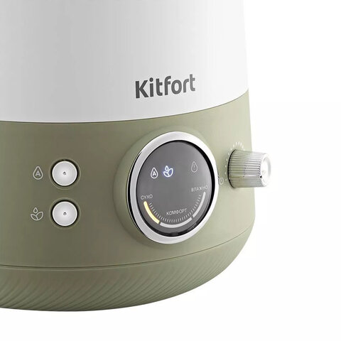 Увлажнитель воздуха KITFORT КТ-2896, объем бака 3,5 л, 24 Вт, арома-контейнер, гигрометр белый/зеленый