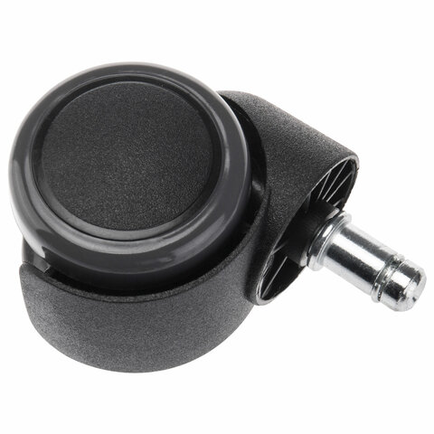 Колеса (ролики) для кресла, прорезиненные, КОМПЛЕКТ 5 шт., шток d 11 мм, черные, в пакете, WBZ, 533083