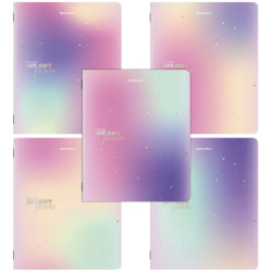 Тетради ДЭК А5 48 л. КОМПЛЕКТ 5 шт. BRAUBERG, скоба, клетка, матовая ламинация, фольга, "SHINE", 404962