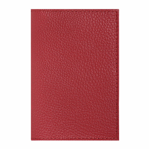 Обложка для паспорта натуральная кожа флоттер, кожаный уголок, красная, BRAUBERG, 238865