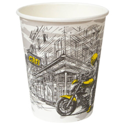 Стакан одноразовый бумажный 250/273 мл, D 80 мм, с печатью "ГОРОД", КОМПЛЕКТ 50 шт., холодное/горячее, WELDAY (ВЭЛДЭЙ), 702695