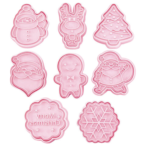 Набор формочек новогодний для печенья, "Печеньки", 8 шт., пластик, рецепт, ЗОЛОТАЯ СКАЗКА, 592492
