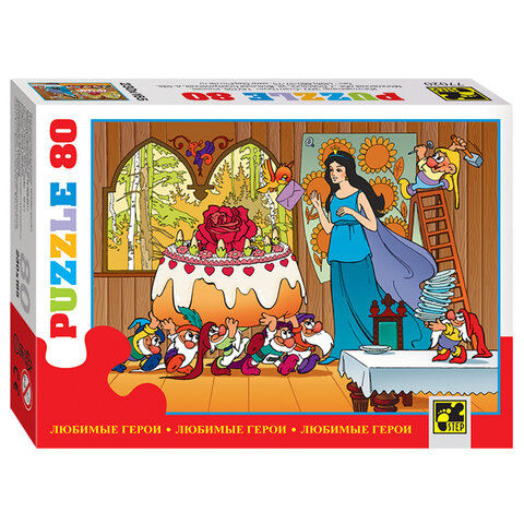 Пазл картонный 80 элементов, "Любимые герои", АССОРТИ, поле 23х16,5 см, STEP PUZZLE