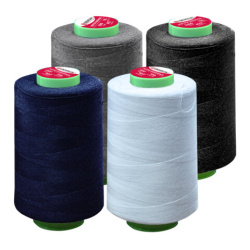 Нитки швейные 40/2 5000 ярд. (4572 м), Набор 4 цвета, бел/сер/син/черн, DEVELIA (Девелиа), 665619