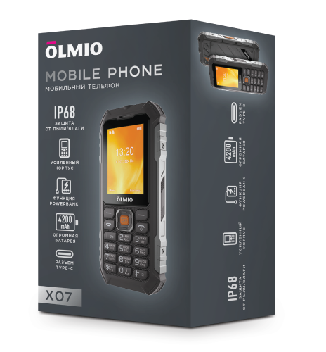 X07 Olmio (черный-оранжевый) Мобильный телефон