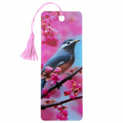 Закладка для книг с линейкой 3D-ОБЪЕМНАЯ BRAUBERG, "Птичка на ветке", с декоративным шнурком, 125773