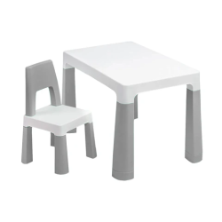 Стол детский + стул BRABIX KIDS CS-003, 2-7 лет, пластик белый + серый, 533292