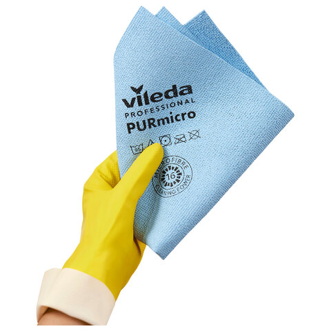 Салфетки VILEDA "ПУРмикро Актив" КОМПЛЕКТ 5шт, супервпитывание, микроволокно, синий 38*35см 174046
