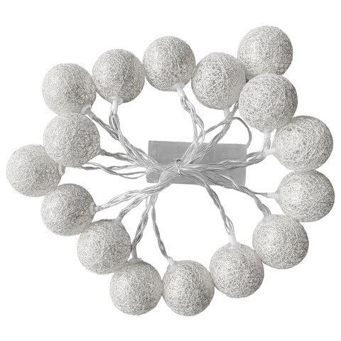 Электрогирлянда-нить комнатная "Шарики" 1,8 м, 16 LED, серебро, тёплый белый, батарейки, ЗОЛОТАЯ СКАЗКА, 592559