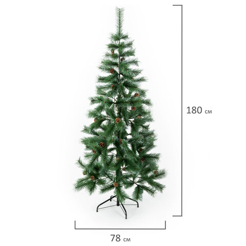 Ель новогодняя искусственная "Velvet Pinewood" 180 см, с инеем и шишками, ПВХ, ЗОЛОТАЯ СКАЗКА, 591704