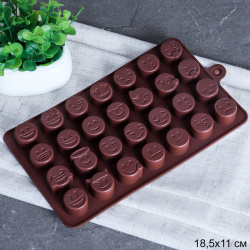 Форма для конфет мармелада и льда 28 ячеек силиконовая Смайлики / HL-341 / уп 300/ 19,8*11*1,5 см