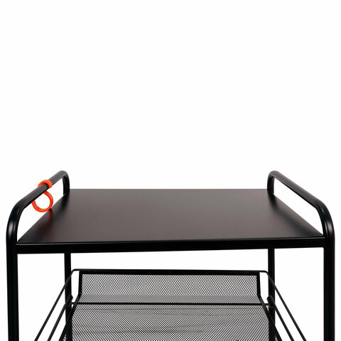 Этажерка офисно-бытовая "Ладья-33КС", 650х450х300 мм, 2 яруса + столик, металл, черная, Э 356 Ч