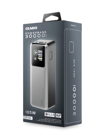 Внешний АКБ T-30, 30000mAh, titanium, OLMIO