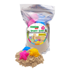 Песок для лепки кинетический с 3 формочками, цвет песочный, 1500г, пакет, BRAUBERG KIDS, 666000