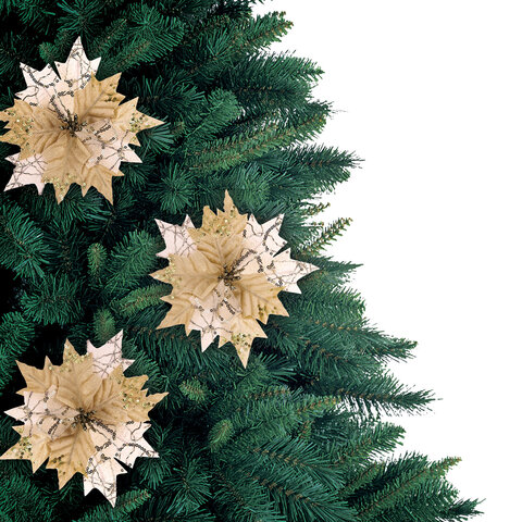 Украшение елочное КОМПЛЕКТ 3 шт., "Цветок", диаметр 22 см, длина 20 см, золото, ЗОЛОТАЯ СКАЗКА, 592417