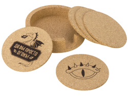 Набор костеров из пробки на подставке «Krock» с гравировкой, Цвет коричневый