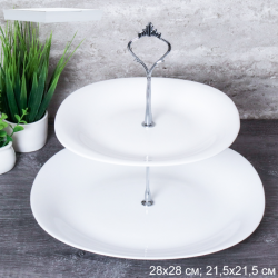 Ваза для сервировки 2-х ярусная квадратная округлая / Sq-2/LFP85/110BG White/уп 12/ 744270